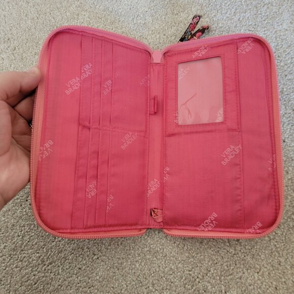 Vera Bradley Older Style Pink Peonies Print Clutch Wallet - Picture 3 of 4